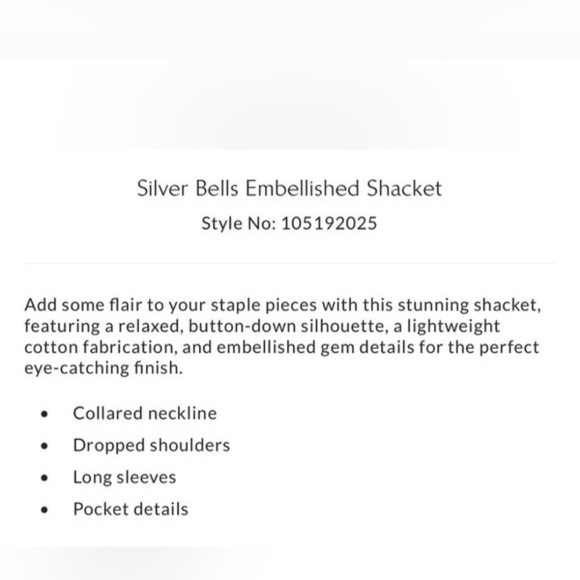 FREE PEOPLE SILVER  EMBELLISHED SHACKET - Picture 2 of 4